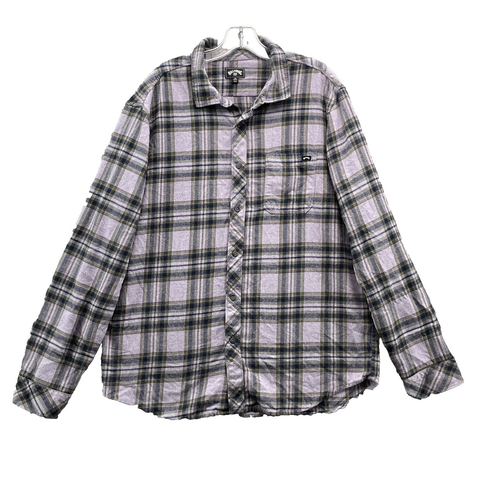 Billabong Flannel Men XL Green Plaid Outdoor Gorpcore Cabin Heritage Grunge Surf